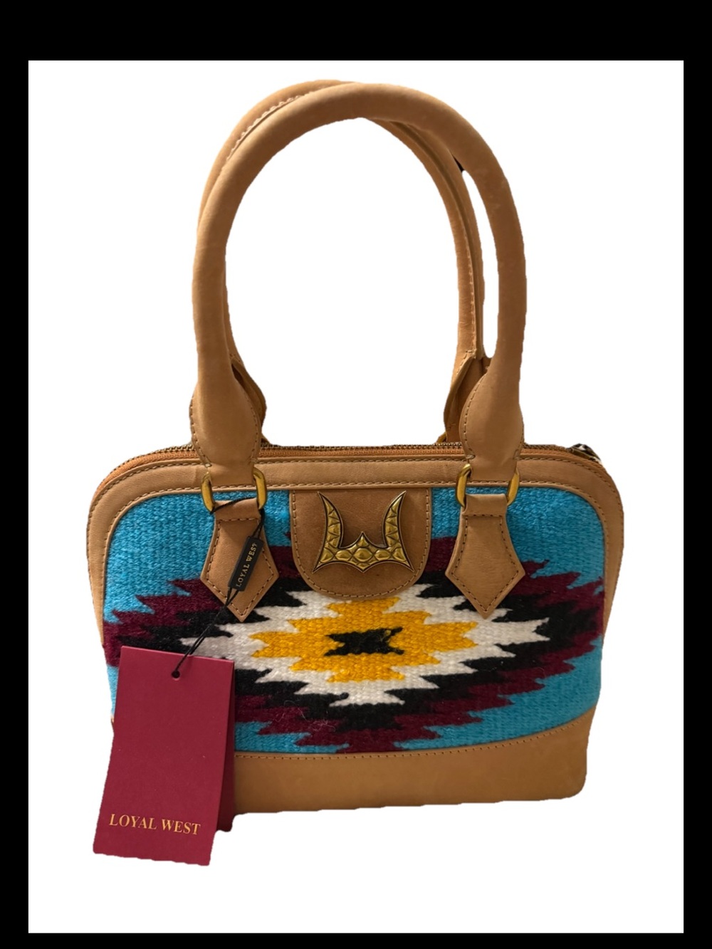 Myra Bag Turquoise, Yellow & Tan Mini Southwestern Pattern Satchel
